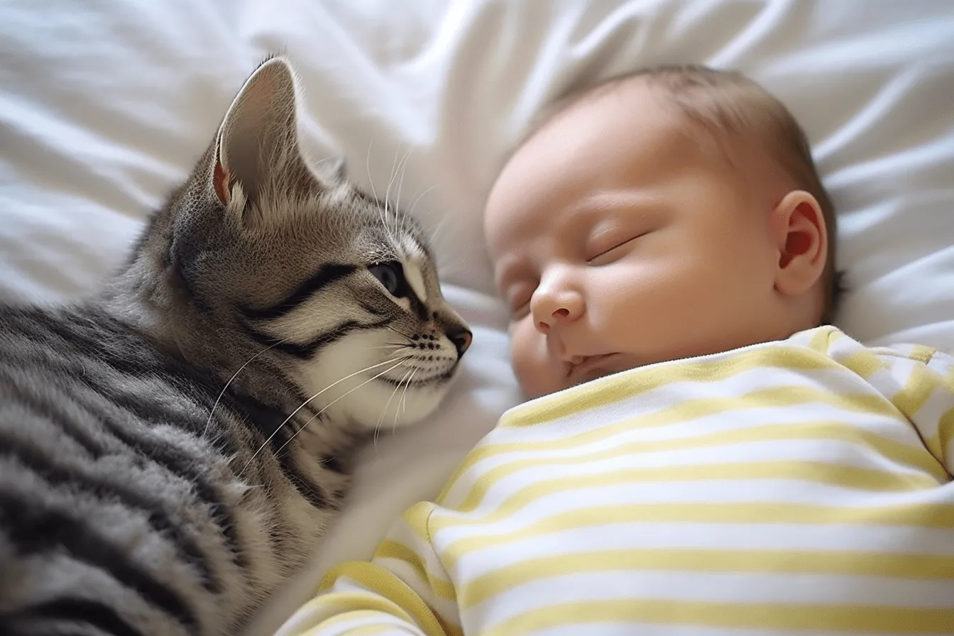 Un chat garde son bébé toutes les nuits - Quand les parents le voient